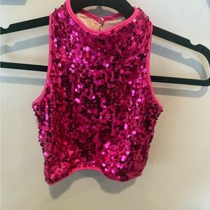 Balera Hot Pink Sequin Crop Top